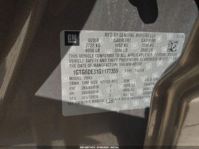 2016 GMC CANYON 1GTG6DE31G1177359 Photo 8