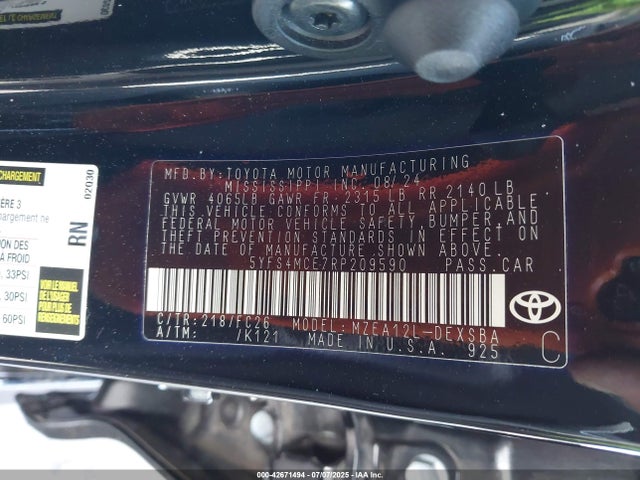 5YFS4MCE7RP209590 Toyota m20a-fks