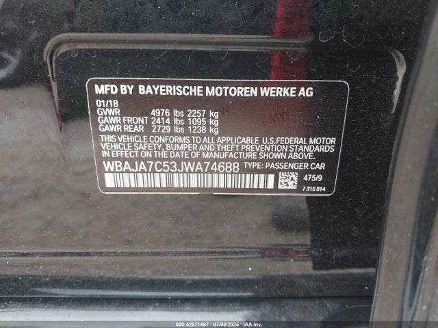 WBAJA7C53JWA74688 BMW 530I