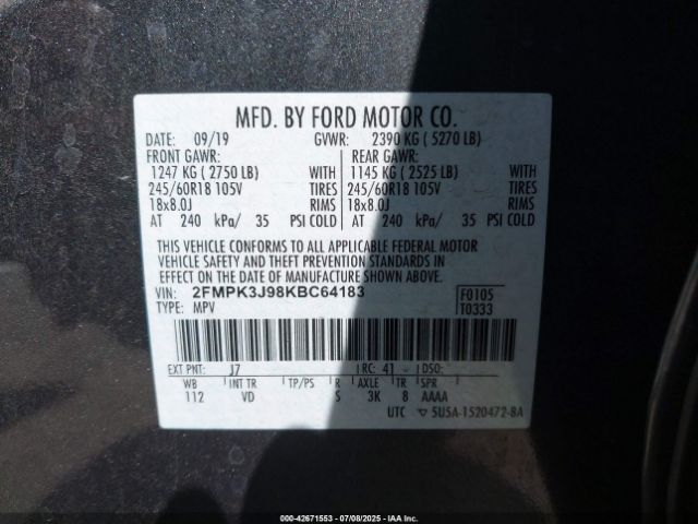2019 FORD EDGE 2FMPK3J98KBC64183 Photo 8