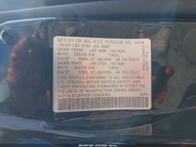 2006 PORSCHE CAYENNE WP1AB29P66LA66892 Photo 8