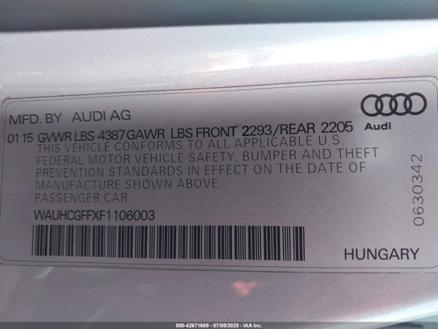 2015 AUDI A3 WAUHCGFFXF1106003 Photo 8