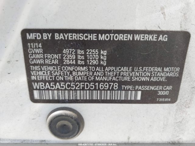 2015 BMW 528I WBA5A5C52FD516978 Photo 8