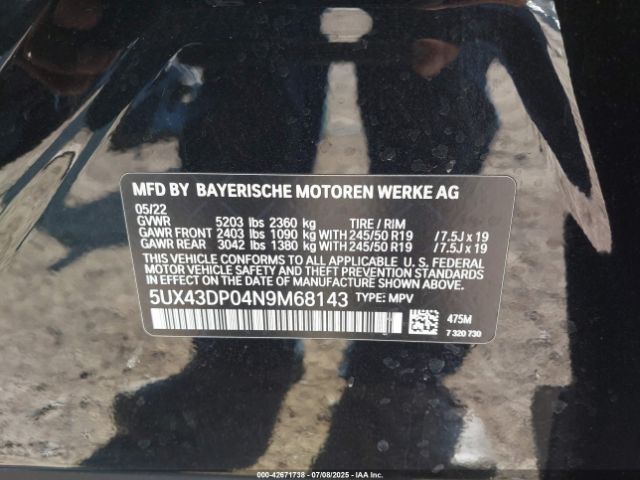 2022 BMW X3 5UX43DP04N9M68143 Photo 8