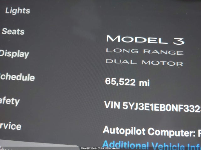 5YJ3E1EB0NF332382 Tesla 2022