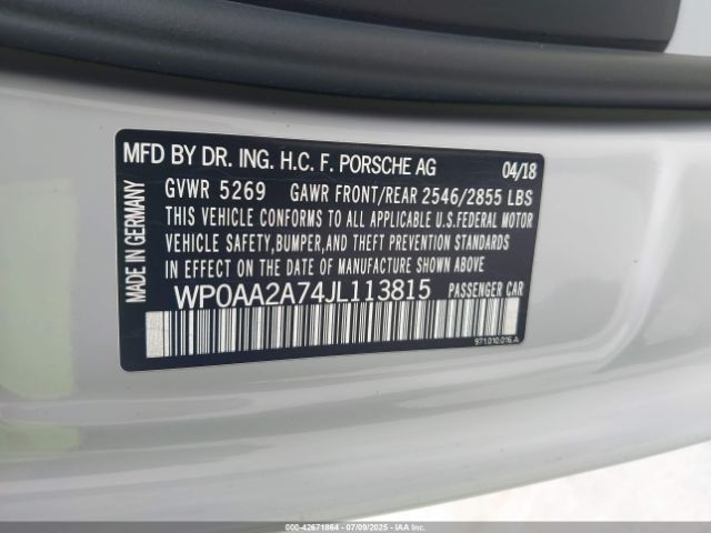 2018 PORSCHE PANAMERA WP0AA2A74JL113815 Photo 8