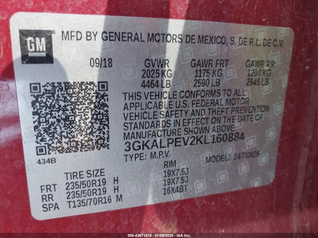 3GKALPEV2KL160884 GMC lyx - direct injection, vvt, fgt, turbo, alum, gen 1