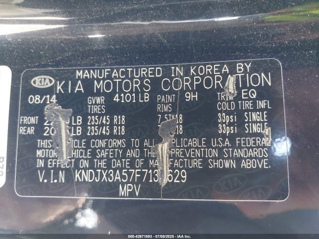 KNDJX3A57F7138629 KIA dohc gdi nu