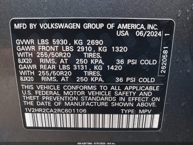 1V2HR2CA2RC601106 Volkswagen tsi