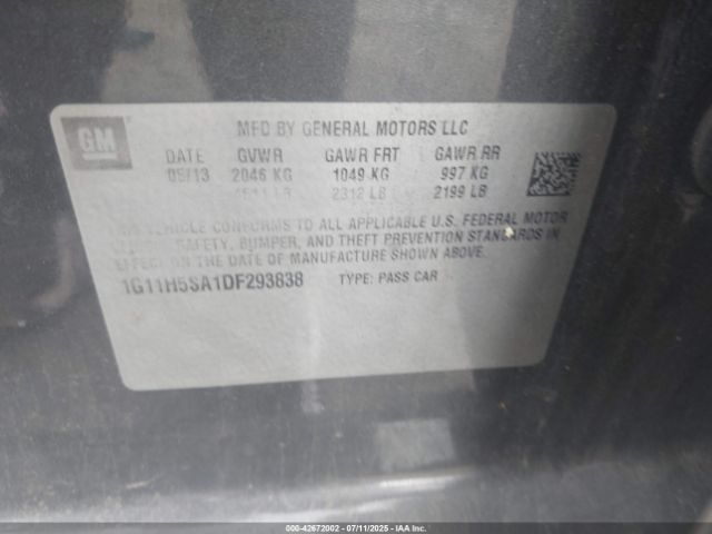 2013 CHEVROLET MALIBU 1G11H5SA1DF293838 Photo 8