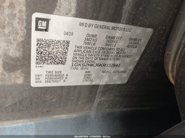 1GKS2HKJ6KR332843 GMC l86 - spark ignited direct injection, variable valve timing, afm, e85max, alum