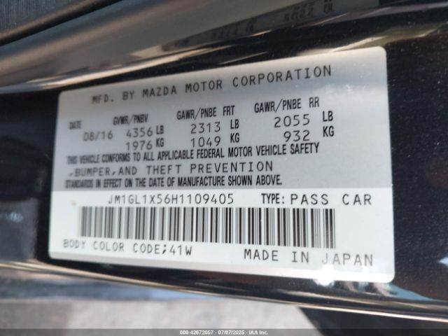 2017 MAZDA MAZDA6 JM1GL1X56H1109405 Photo 8