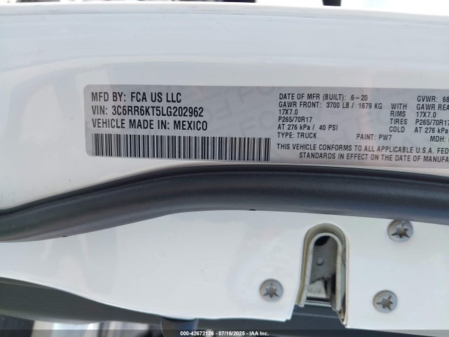 3C6RR6KT5LG202962 RAM 2020