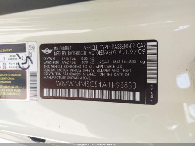 2010 MINI COOPER S CLUBMAN WMWMM3C54ATP93850 Photo 8