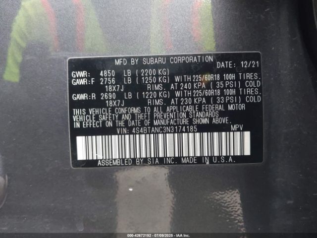 2022 SUBARU OUTBACK 4S4BTANC3N3174185 Photo 8