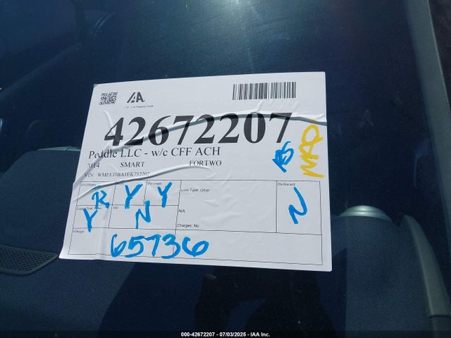 WMEEJ3BA1EK752202 Smart 2014