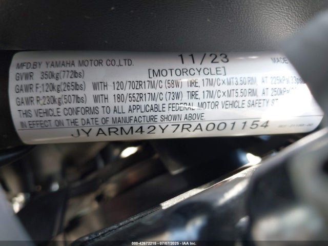 JYARM42Y7RA001154 Yamaha Mtm690 (xsr700)