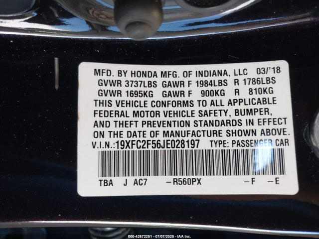 19XFC2F56JE028197 Honda k20c2