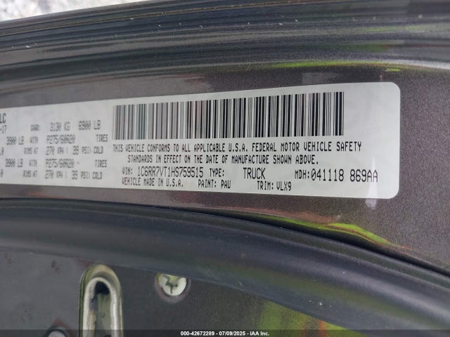 RAM 2017 2017 1C6RR7VT1HS759515 Image 9