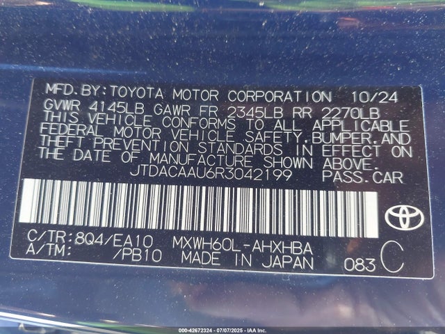 JTDACAAU6R3042199 Toyota m20a-fxs