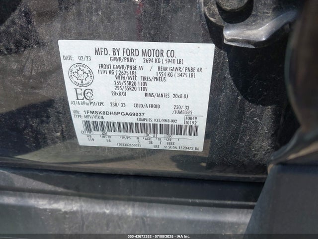 Ford ti-vct 2023 1FMSK8DH5PGA69037 Image 9