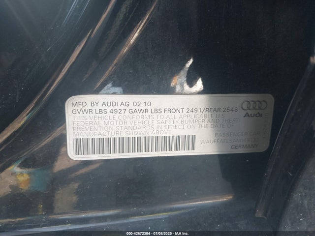 2010 AUDI A4 WAUFFAFL5AN049132 Photo 8