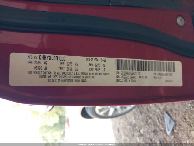 2008 CHRYSLER 300C 2C3KA63H98H311142 Photo 8