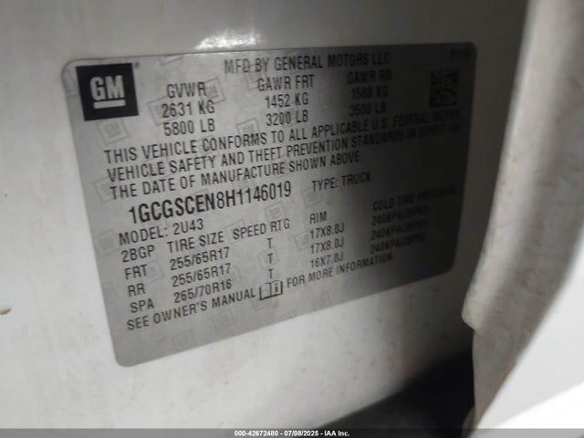 1GCGSCEN8H1146019 Chevrolet lg2 - di: direct injection, vvt: variable valve timing, alum, var2, gen2
