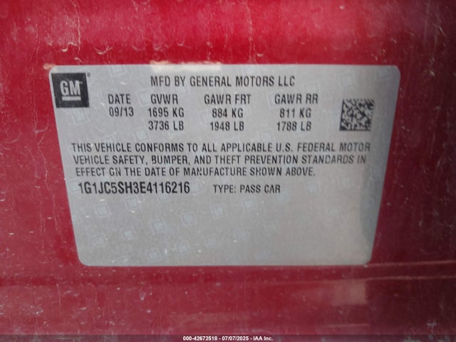 1G1JC5SH3E4116216 Chevrolet luw