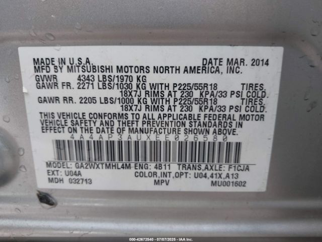2014 MITSUBISHI OUTLANDER SPORT 4A4AP3AUXEE026580 Photo 8