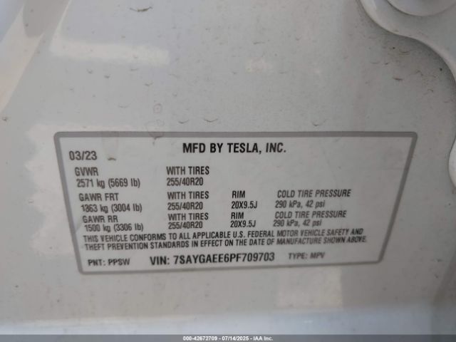 2023 TESLA MODEL Y 7SAYGAEE6PF709703 Photo 8