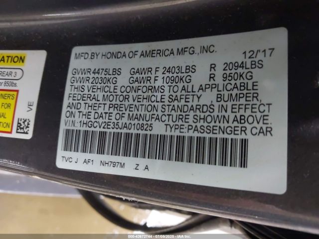 2018 HONDA ACCORD 1HGCV2E35JA010825 Photo 8