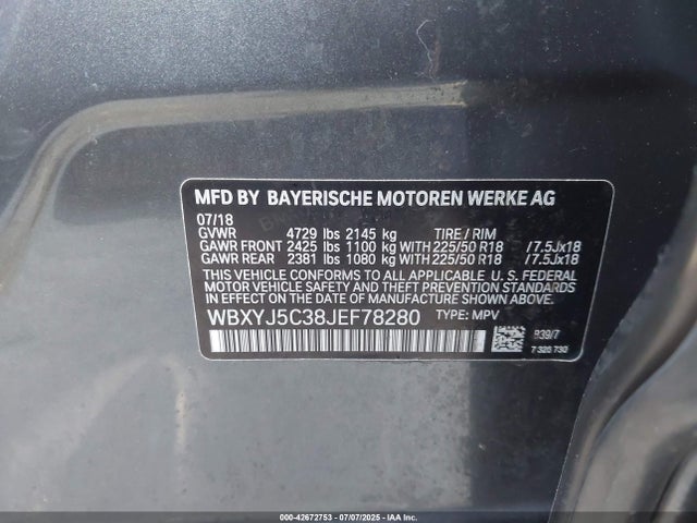 WBXYJ5C38JEF78280 BMW 2018