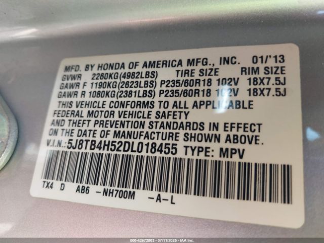 2013 ACURA RDX 5J8TB4H52DL018455 Photo 8