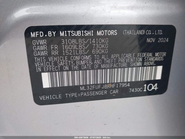 2024 MITSUBISHI MIRAGE G4 ML32FUFJ8RHF17954 Photo 8