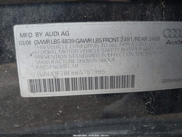 2008 AUDI A4 WAUDF78E68A157995 Photo 8