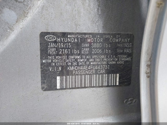 Hyundai dohc mpi nu 2015 KMHDH4AE4FU443731 Image 9