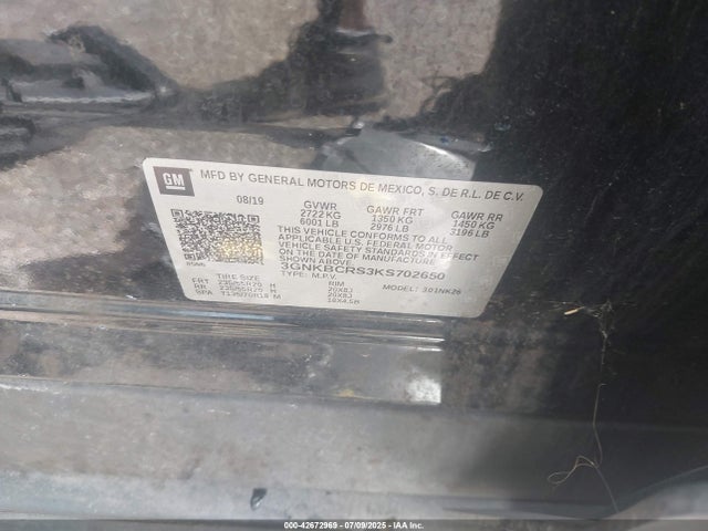 Chevrolet lgx 2019 3GNKBCRS3KS702650 Image 9