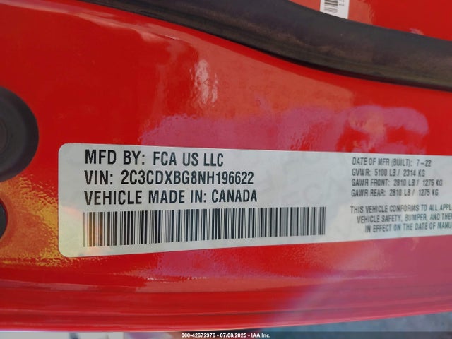 Dodge Charger 2022 2C3CDXBG8NH196622 Image 9
