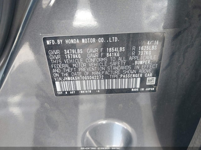 JHMGK5H70GX042272 Honda l15b1