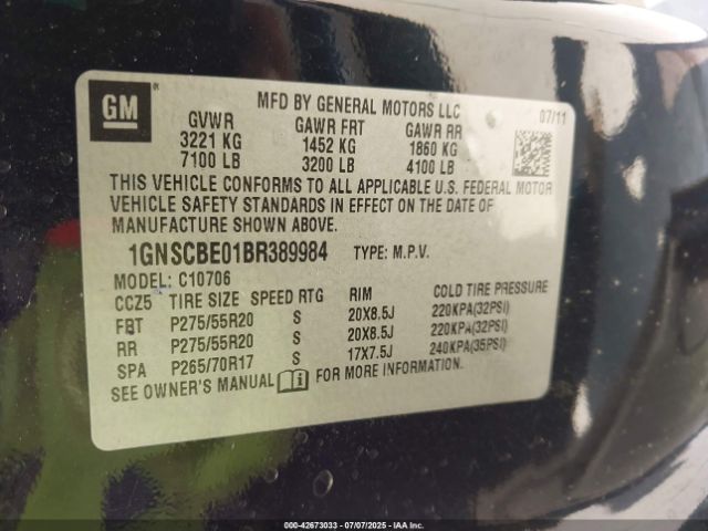2011 CHEVROLET TAHOE 1GNSCBE01BR389984 Photo 8