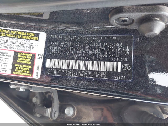 4T1G11AKXPU161200 Toyota a25a-fks