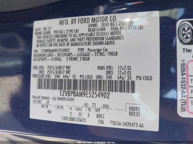 1ZVBP8AM9E5254902 Ford 2014