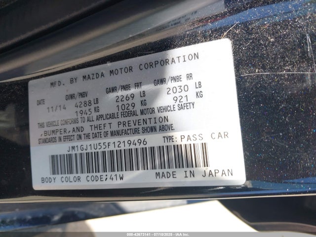 JM1GJ1U55F1219496 Mazda 2015