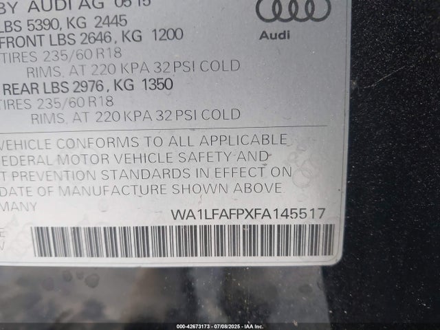 2015 AUDI Q5 WA1LFAFPXFA145517 Photo 8