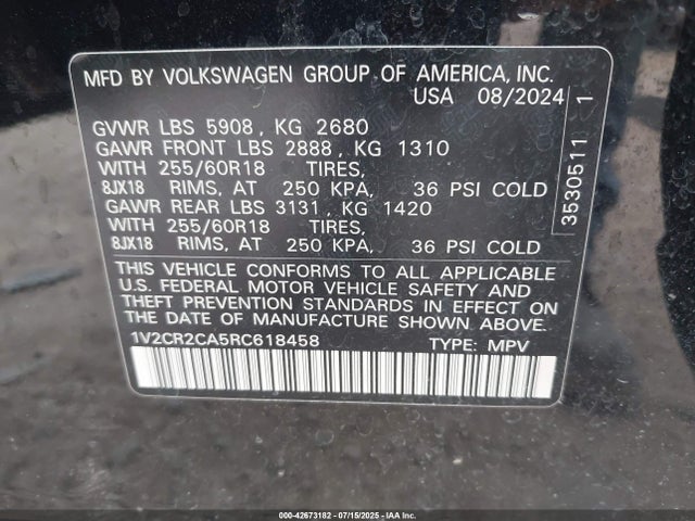 Volkswagen tsi 2024 1V2CR2CA5RC618458 Image 9