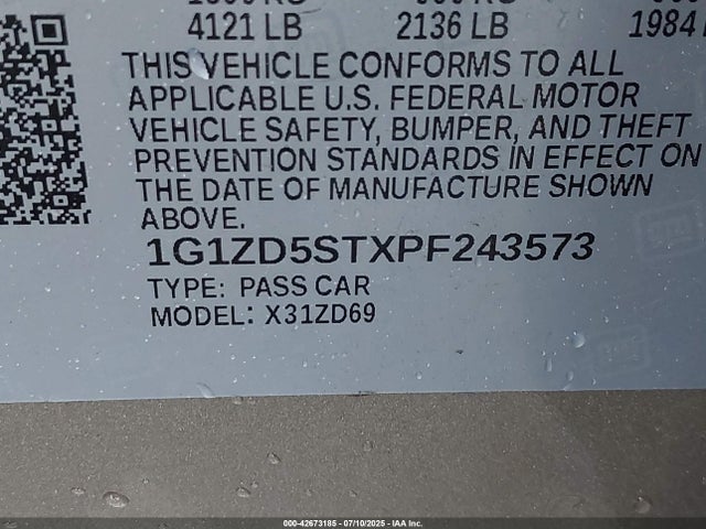 1G1ZD5STXPF243573 Chevrolet lfv