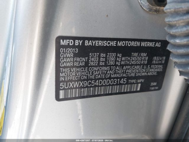 2013 BMW X3 5UXWX9C54D0D03145 Photo 8