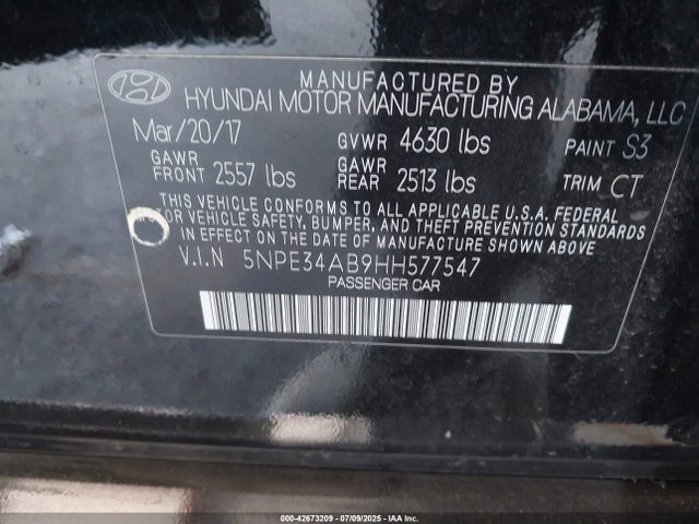 5NPE34AB9HH577547 Hyundai 2017