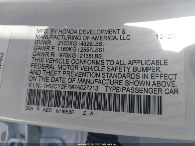 1HGCY2F79RA027213 Honda lfc5